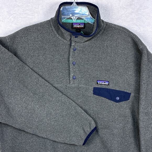 Patagonia Synchilla Snap-T Pullover Men M Gray Fleece Hiking Outdoors Oversized - Picture 1 of 12